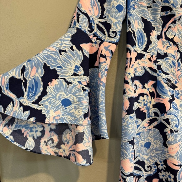 Lilly Pulitzer Kayla Sheath Mini Dress Floral Long Flare Sleeve 4 - Picture 5 of 8